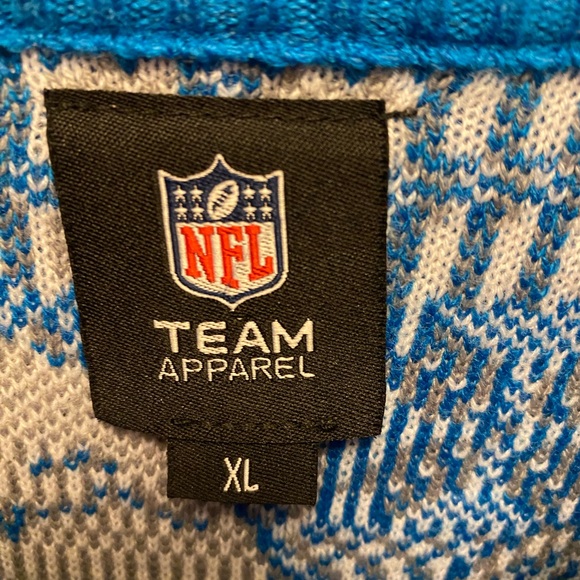 Men's Detroit Lions Blue Big Logo Pullover Christmas Sweater - NFL Team Apparel - Picture 5 of 7